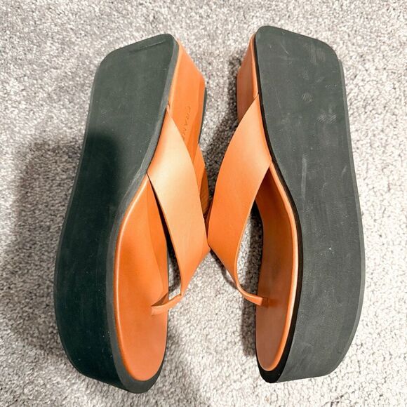 Frame Le Ocean Women’s 39.5 Brown Leather Platform Chunky Flip Flop Sandal - Picture 5 of 12